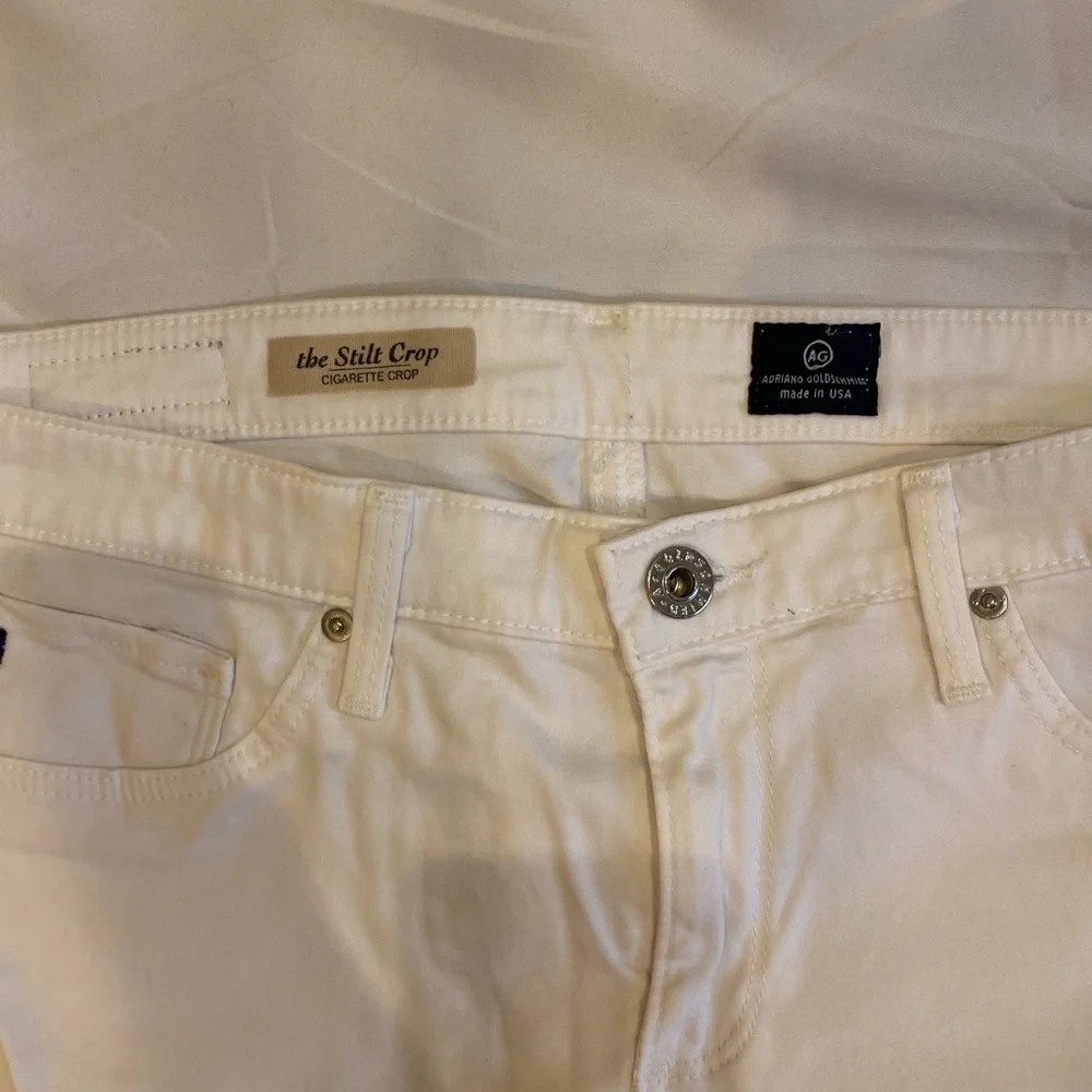 AG Jeans ‘The Stilt Crop’ White Denim Cigarette Pants - Picture 4 of 7